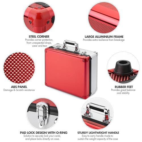 FunGuys Toploader Storage Box for Trading Cards, 3 Rows, Red & Silver, 15.4 x 11.8 x 6.3 Inches
