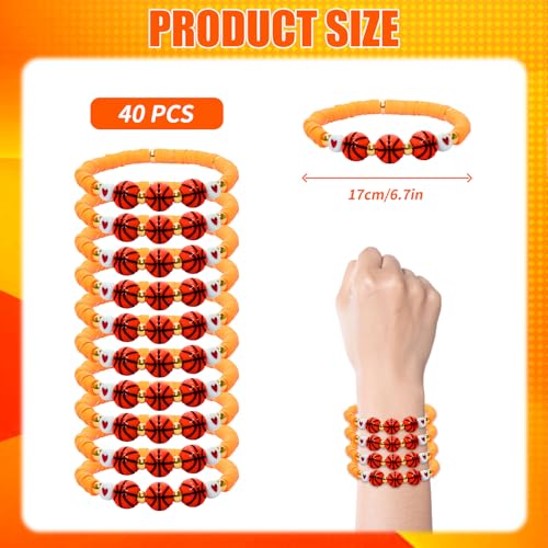 Basketball Sports Charm Bracelets - 40 Pcs Adjustable Beaded Jewelry