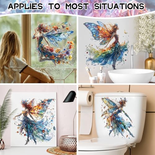 Amaonm 4PCS Removable 3D Dance Girl Wall Decal DIY Flying Butterfly Princess Girls Wall Stickers Peel and Stick Angel Elve Wall Art Decor for Kids Bedroom Nursery Decoration (66004)