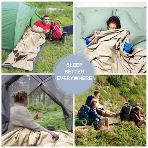 BREENHILL Long-Staple Cotton Sleeping Bag Liner with Zipper, White Travel Sheet 41 x 86 in