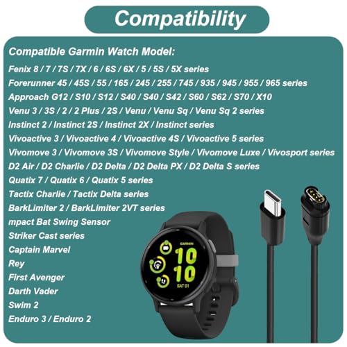 Charger Cable for Garmin Smart Watches - Fast & Durable
