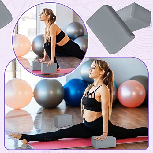 Yoga Blocks Set of 6 - Gray EVA Foam, Non-Slip for Stability