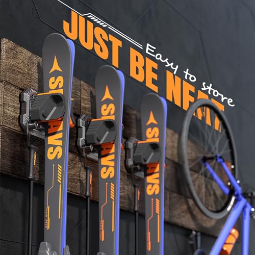 Snowboard Wall Rack - Damage-Free Storage for Skis & Boards, 4 Pack - Sunrise Orange