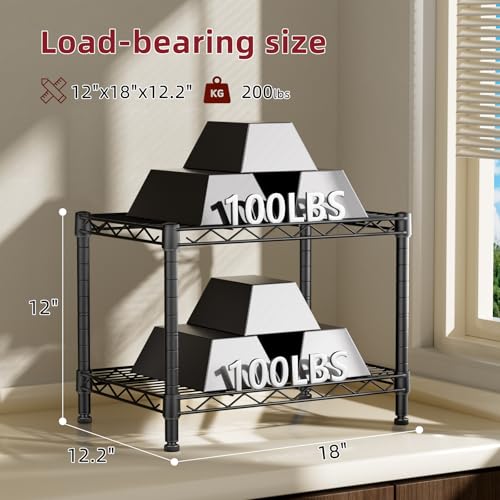 SINGAYE 2 Small Wire Shelves Kitchen Pantry Close Home Organizers and Storage Bathroom Shelf Laundry Room Organization Adjustable Book Metal Garage Shelving Unit