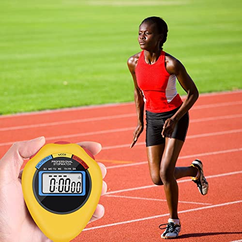 24 Pack Digital Sport Stopwatch Timer with Large Display, Alarm & Date - Yellow - Variation 24