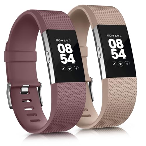 2 Pack Soft Sports Watch Bands for Charge 2 - Milk Tea/Smoke Violet, Small