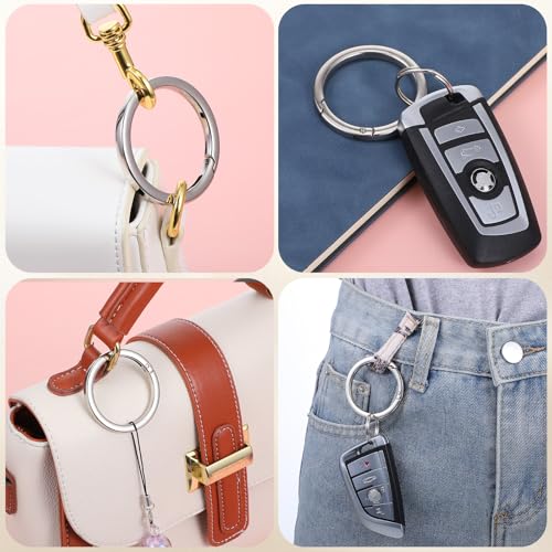 4Pcs Silver O-Ring Keychain Clips - Large Carabiner Rings
