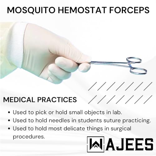 5-Inch Stainless Steel Mosquito Hemostat Forceps - Straight Silver Clamp
