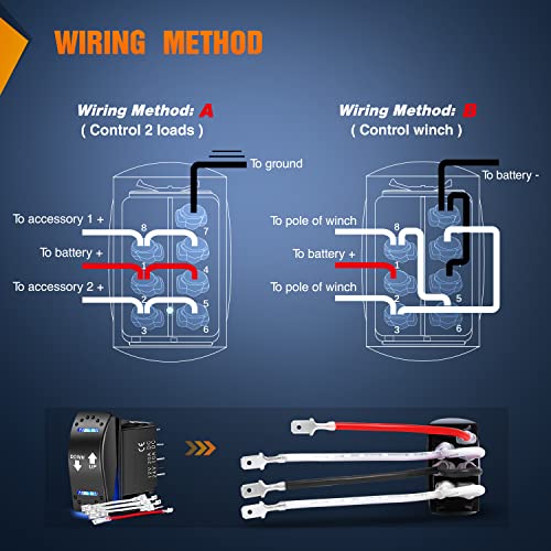 Nilight Down Up Polarity Reverse Rocker Switch Momentary 7PIN