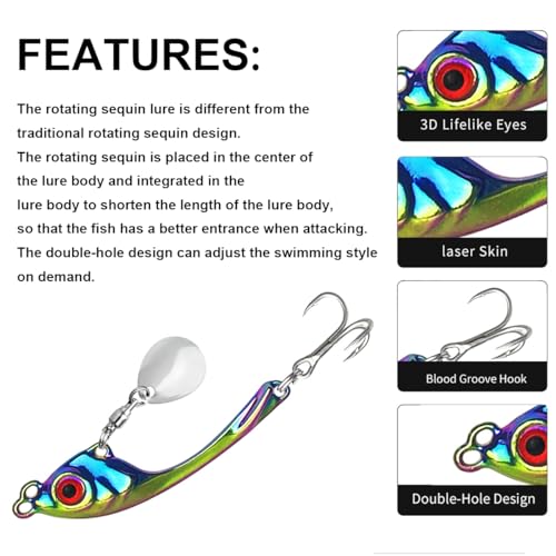 FANGBLUE Type F 4-1/4oz Metal VIB Fishing Lure Spinner Jigging Spoons