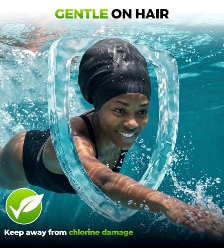 Extra Large Swim Cap for Braids & Dreadlocks - Dark Black