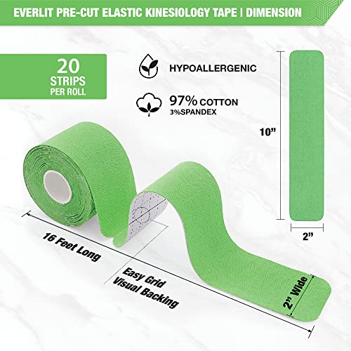 Kinesiology Tape - Pre-Cut Elastic Cotton Sports Tape, Lime Green