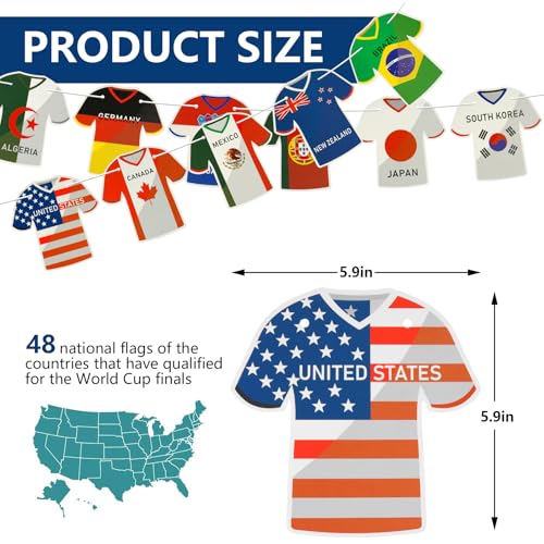 World Cup Jersey-Shaped Flag Banners - 48 Country Decorations
