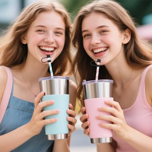Silicone Straw Tip Covers for 30oz and 40oz Tumblers - 4 Pack, Black