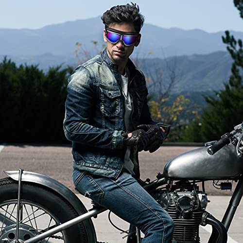 Frienda 2 Pack Motorcycle Goggles Vintage Pilot Style Cruiser ATV Dustproof Windproof Yellow & Blue