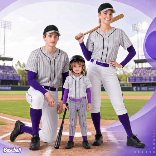 Tradder Purple Youth Baseball & Softball Socks, Belt & Arm Sleeve Set