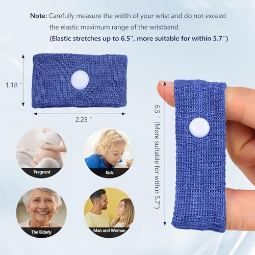 Acupressure Motion Sickness Wristbands for Nausea Relief - Dark Blue, 2 Pairs