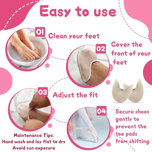 4-Pair Toe Pads for Pointe Shoes - Cotton & Silicone Set