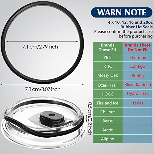 Rubber Lid Seal Replacement for 10-20 oz Tumblers - Black, 6 Pcs