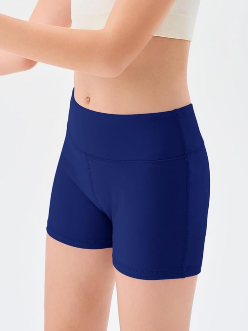 Haloumoning Girls' High-Waisted Athletic Shorts - Comfy Yoga & Dance Biker Shorts for Ages 5-14