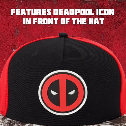 Marvel Deadpool Baseball Cap - Black Snapback Hat for Adults, Officially Licensed