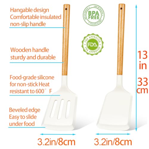 White Silicone Spatula Set 2-Piece Heat-Resistant Nonstick Kitchen Utensils