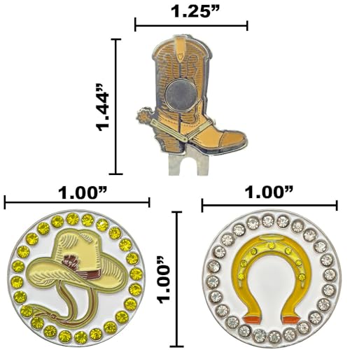 Giggle Golf Western Ball Marker with Magnetic Hat Clip & Horseshoe Cowgirl Design