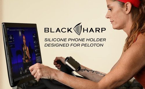 Black Harp Silicone Bike Phone Holder Designed for Peloton and Exercise Bike- Cell Phone Mount for Stationary Exercise Bike Accessories