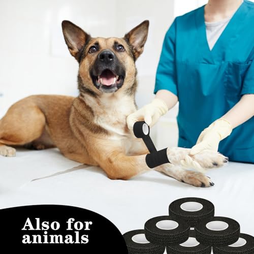 6pcs Self-Adherent Bandage Wraps - 1/2in x 5 Yards - Black