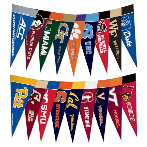 NCAA ACC Mini Felt Pennant Set - 4" x 9" Team Flags
