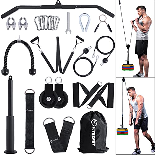 Cable Weight Pulley System for Home Gym - Multi-functional Bar Set