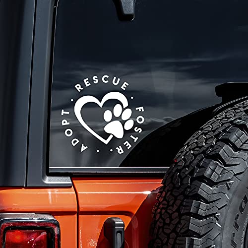 Adopt Rescue Foster Decal Sticker - 5.5" x 5.5" Vinyl for Cars & Walls