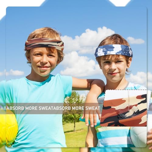 Boys Elastic Headbands - 4 Pcs Camouflage Color Set