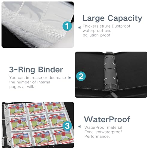 9-Pocket Card Binder for 720 Cards - PU Leather Storage Album