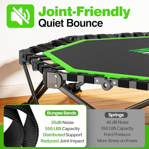 48" Foldable Mini Trampoline with Adjustable T-Bar - 550lb Capacity