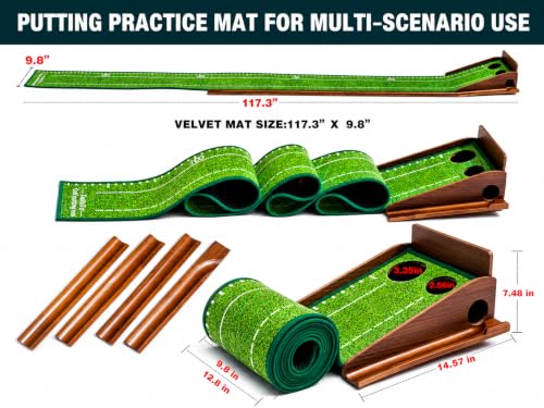 Indoor Golf Putting Mat with Automatic Ball Return - 9.8 FT