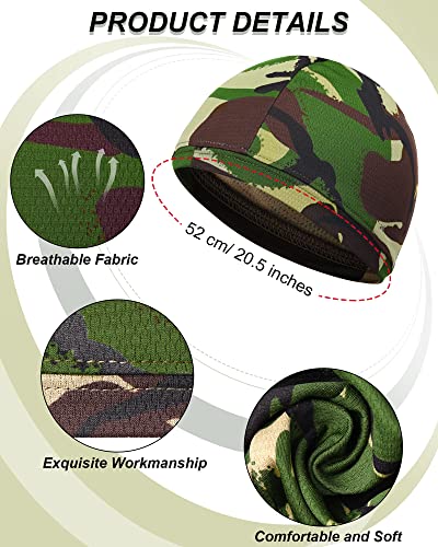Jeere 9 Pcs Camouflage Cooling Skull Cap Liner for Men Cycling - Sweat Wicking, Breathable Headwear