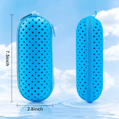 Swim Goggle Case - Light Blue Protective Silicone Zipper Case