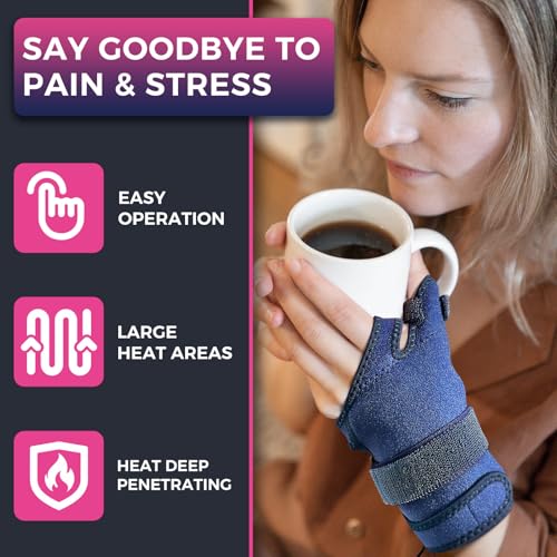 CREATRILL Thumb & Wrist Brace for Carpal Tunnel Relief, Electric Hand Heating Pad for CMC Joint Thumb Arthritis, Tendonitis, Wrist Support