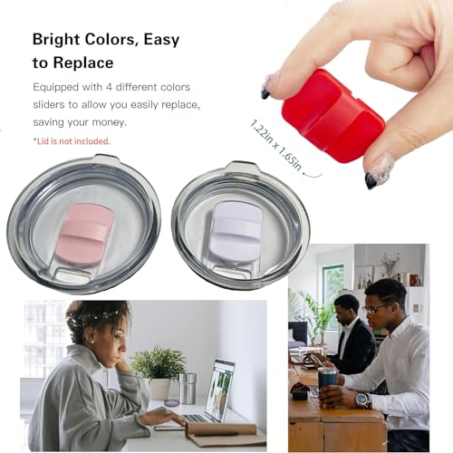 6 Pack Magnetic Slider Replacement Lids - Purple, White, Red, Orange, Teal, Pink