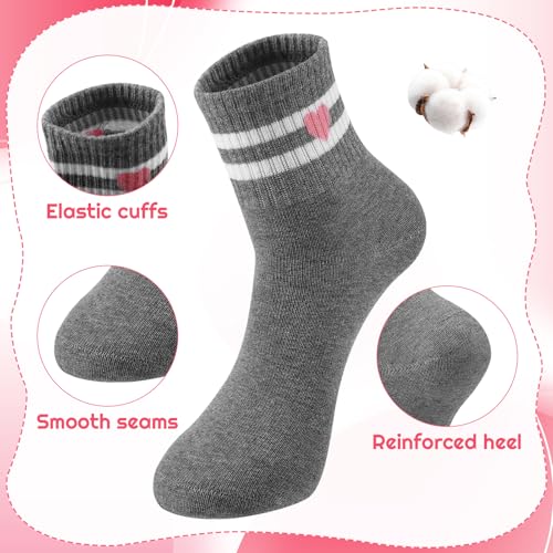 Jspupifip Girls Crew Athletic Socks for Ages 6-10 - Pink White Gray Dark Gray