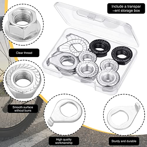 Bike Wheel Axle Nuts & Safety Washers - 12 Piece Set, 3 Sizes