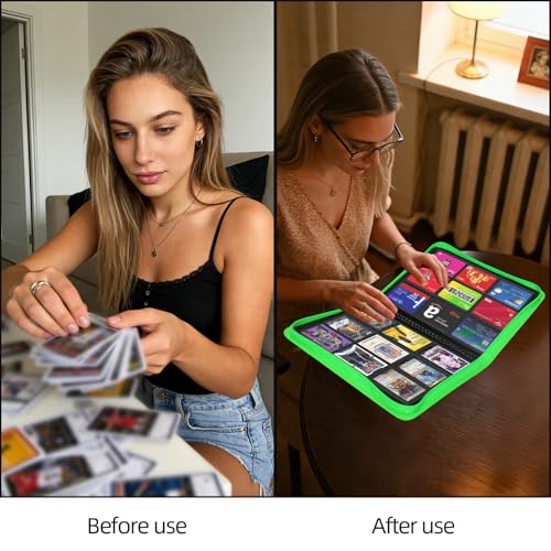 FootJKYX Black Fluorescent Green Light Trading Card Storage Album 9-Pocket, 360 Card Capacity