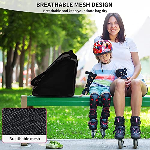Breathable Roller Skate Bag with Large Pockets - Black
