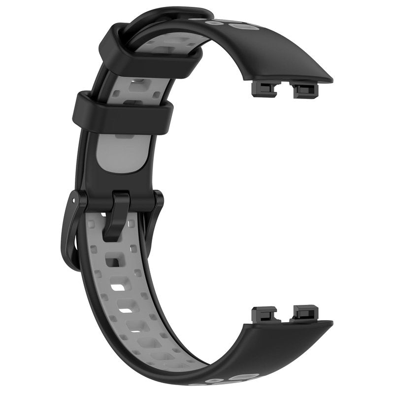 Disscool Replacement Adjustable Wrist Bands Compatible with Huawei Band 10/10 NFC/9/9 NFC/8/8 NFC, Soft Silicone Wrist Strap with Quick Release for Man Women(Black+Grey)