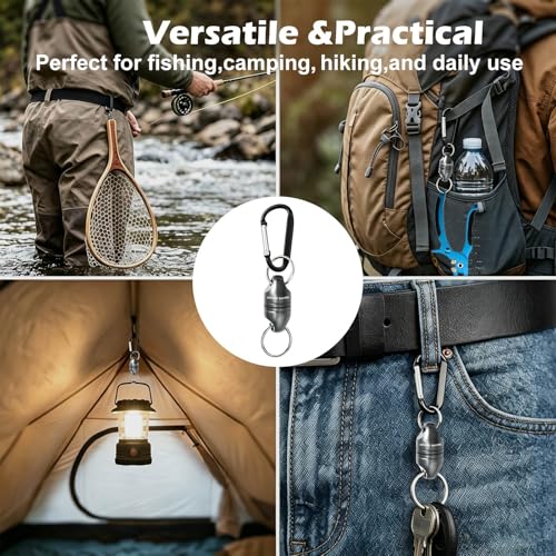 Magnetic Net Release - Aluminum Fishing Net Magnet Retractor - Gun Metal