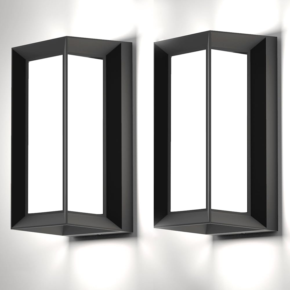 Sytmhoe Outdoor Wall Sconce Lights, 2Packs 24W 5000K Daylight White Aluminum Exterior Light Fixture Wall Mount Ip65 Waterproof, Led Porch Light for Garage Walkway Hallway Backyard Garden