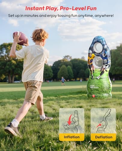 Inflatable Football Target with Water-Filled Base - Dual Pocket Design