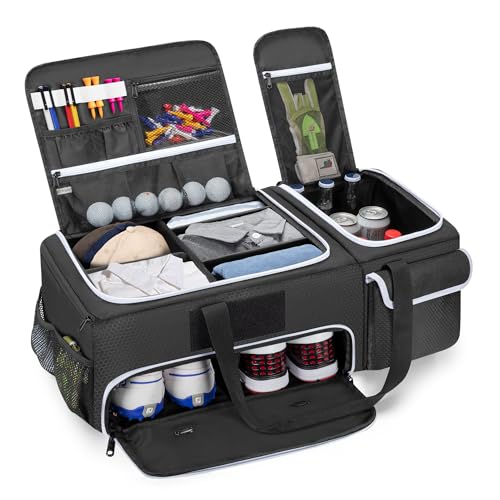 DSLEAF Black 2-Layer Golf Trunk Organizer for Car Storage, Men & Women