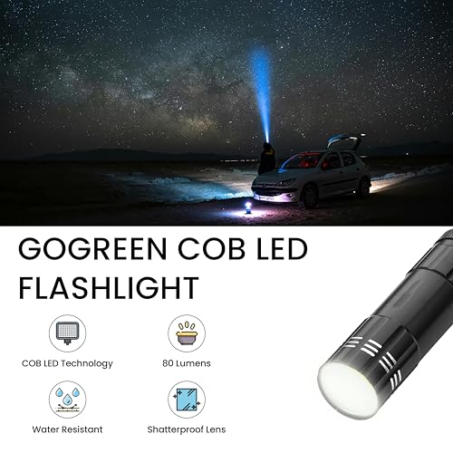 COB LED Flashlight - 9 High-Intensity LEDs, Black